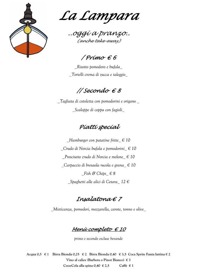 Menu Da La Lampara Pizzeria Monza