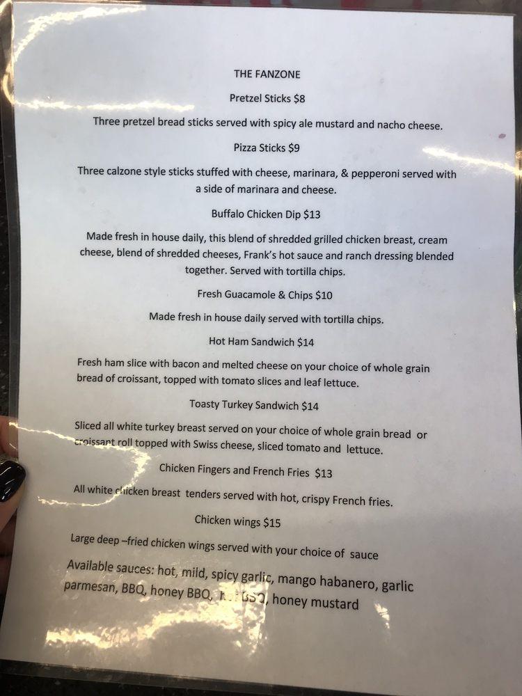 Carta de The Fan Zone Sport Bar, Indianapolis, Indy 500 Grill at