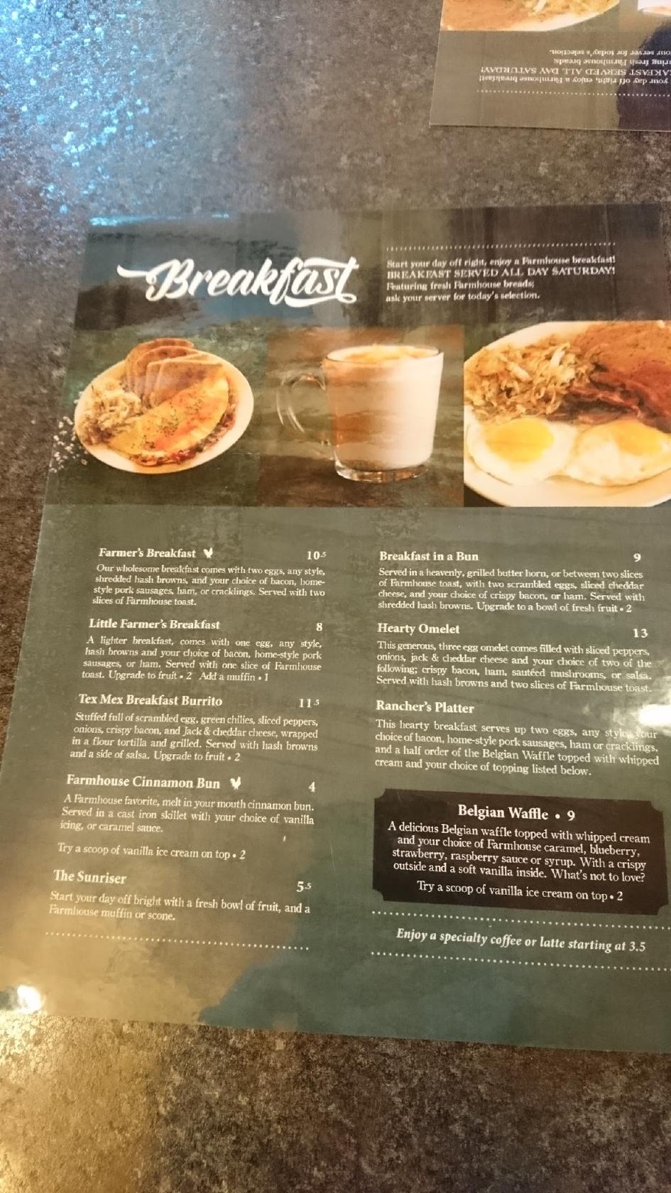 Menu at Lily Stone Cafe, Rosenort