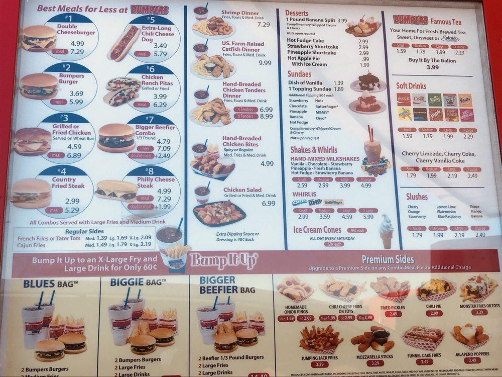 Menu at Bumpers fast food, Ruleville, 803 N Ruby Ave