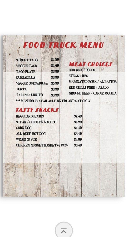 Menu at Street Tacos & Burgers, Mansfield