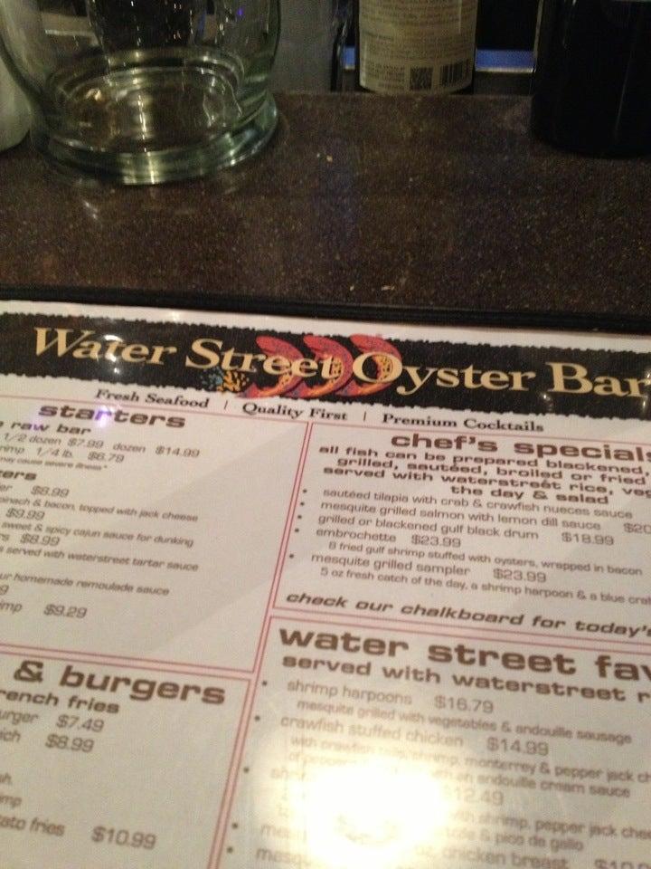 Menu at Water Street Oyster Bar, Corpus Christi
