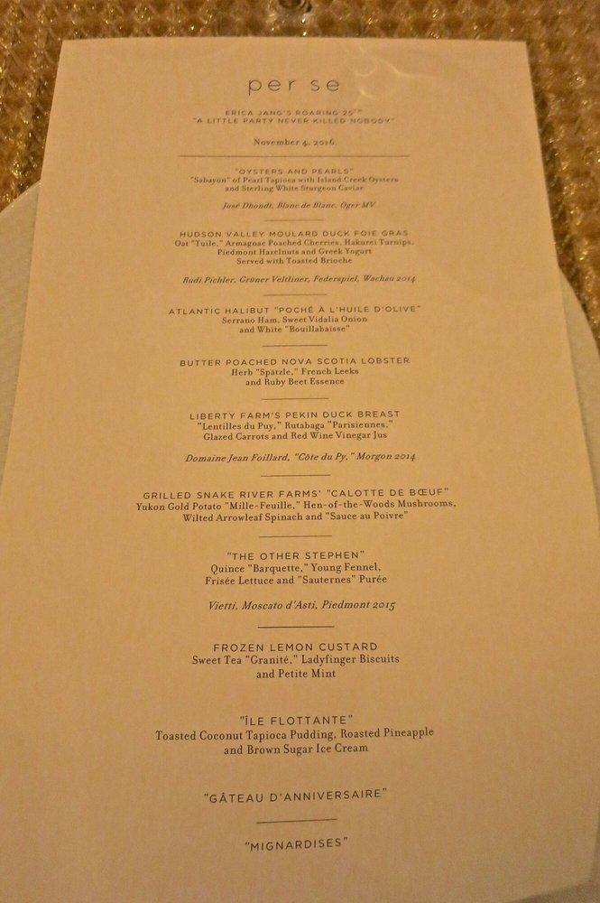 Menu at Per Se restaurant, West New York