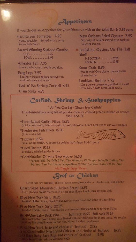 Menu at The Hush Puppy restaurant, Las Vegas, N Nellis Blvd