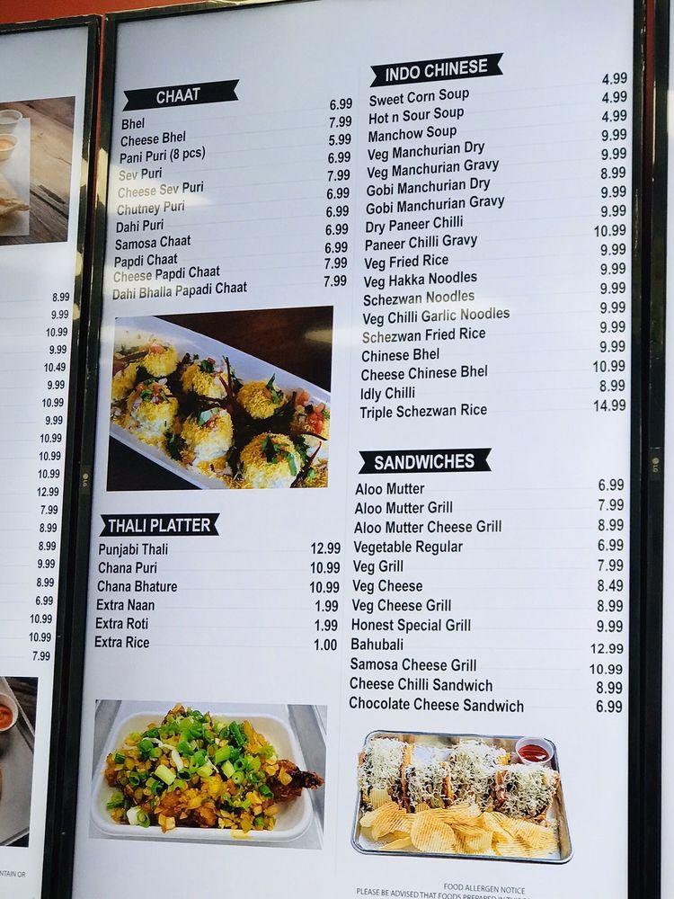 Menu at Honest Restaurant, Bellevue