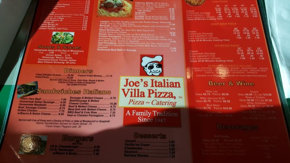 Menu at Joe's Italian Villa pizzeria, Palos Heights, S Harlem Ave