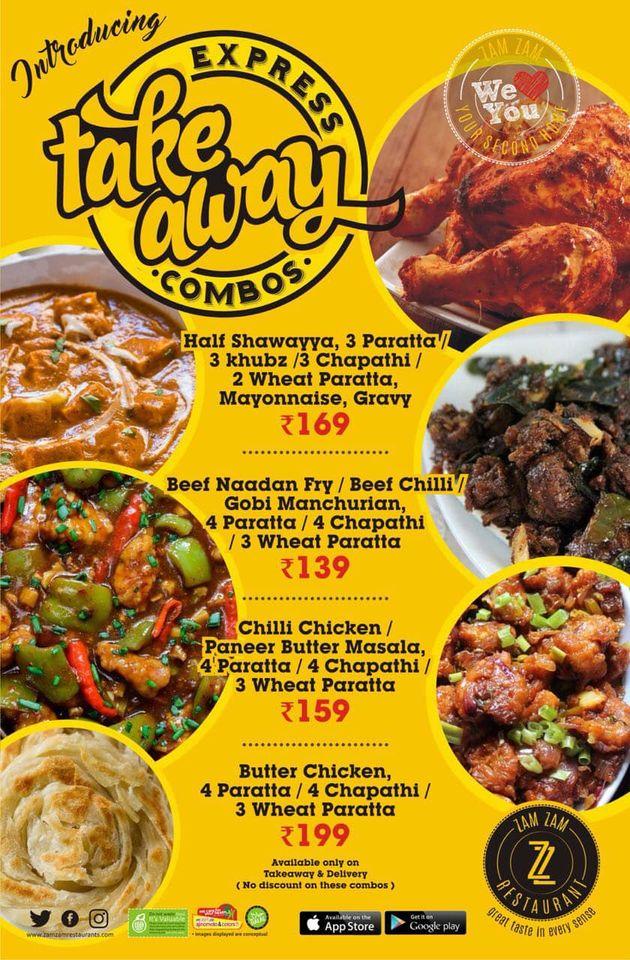 Menu at Zam Zam, Thiruvananthapuram, YMR Nandancode Road