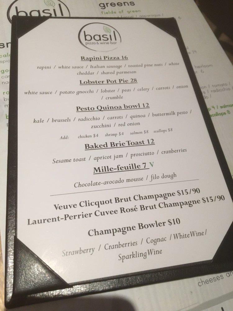 Menu at Basil Pizza & Wine Bar, Perrysburg