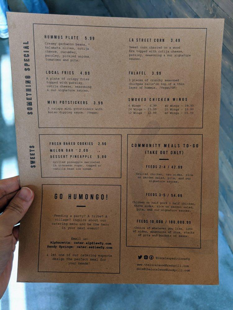 Menu at Local Expedition Wood Fired Grill BBQ, Sandy Springs