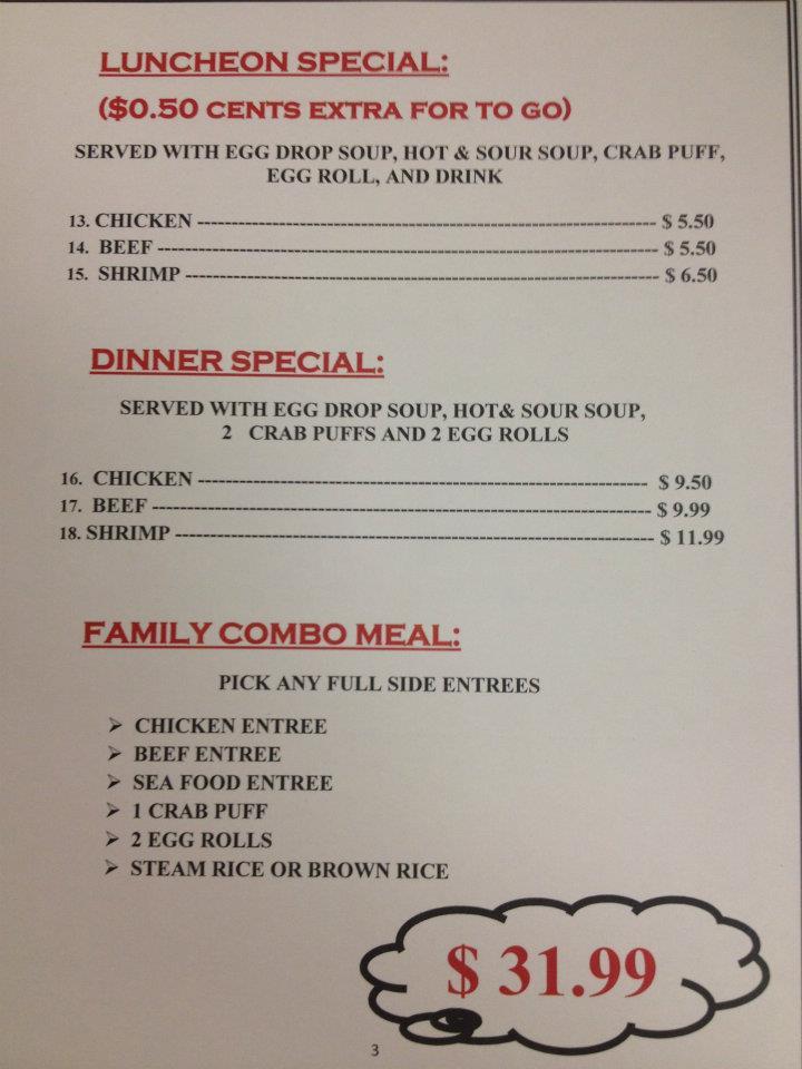 Menu at Mantis Gourmet Chinese Food restaurant, Marana