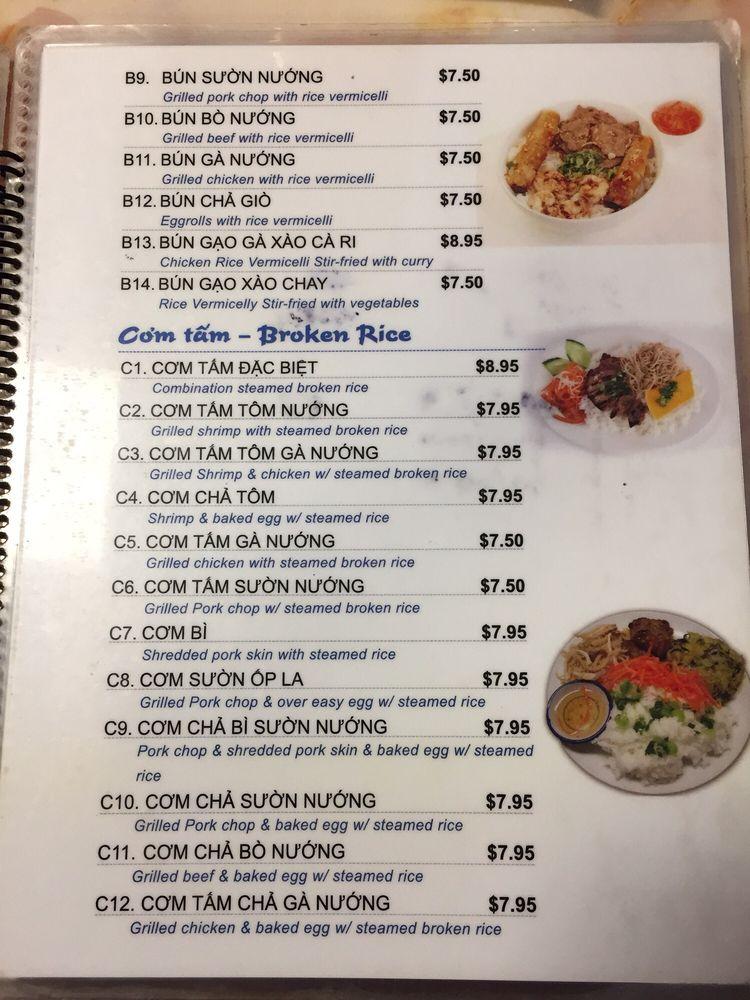 Menu at Mike's Café restaurant, Little Rock
