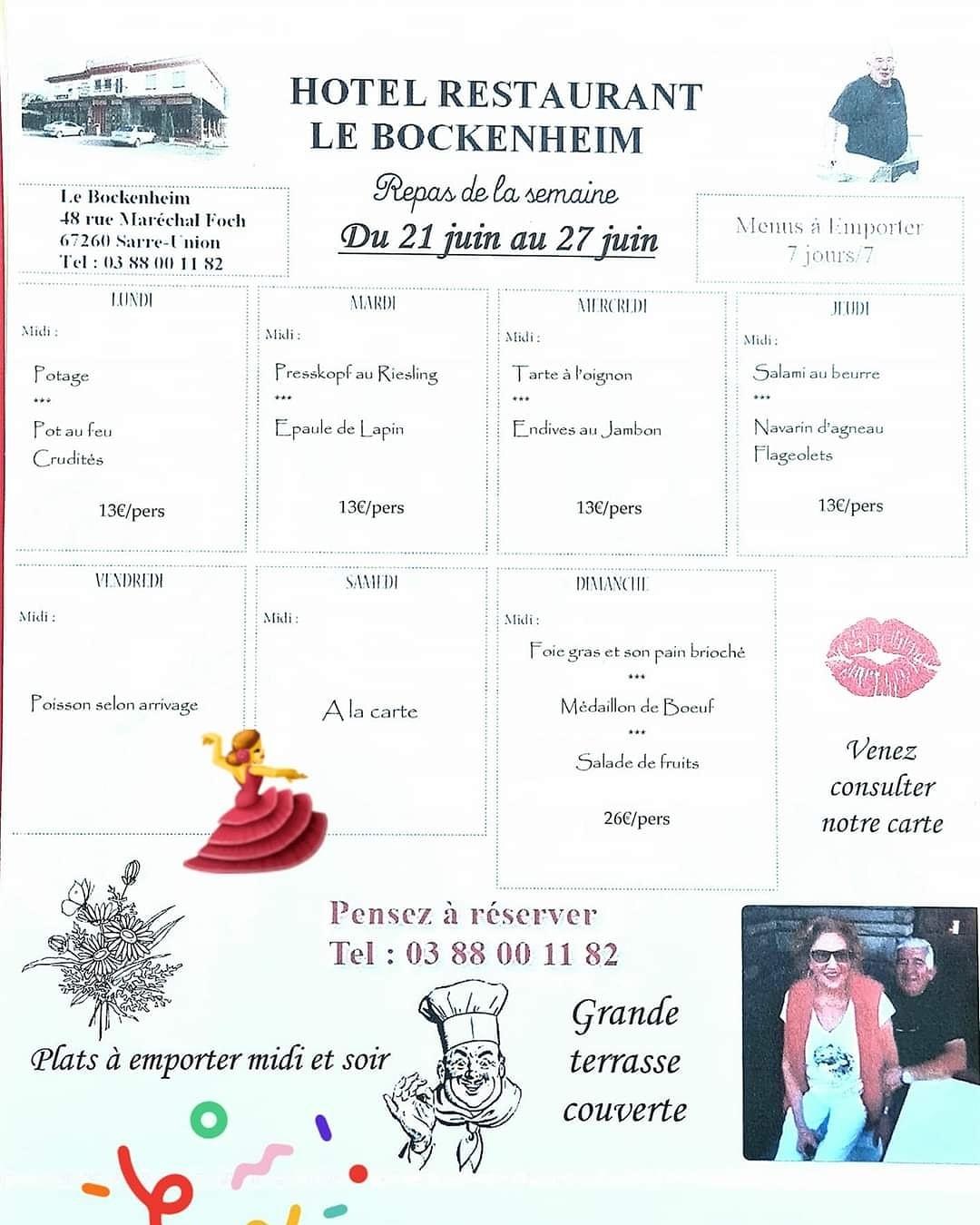 Menu au Restaurant Le Bockenheim SarreUnion, SarreUnion