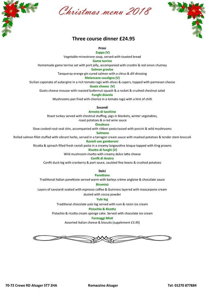 Menu at Romazzino Restaurant & Bar Alsager, Alsager