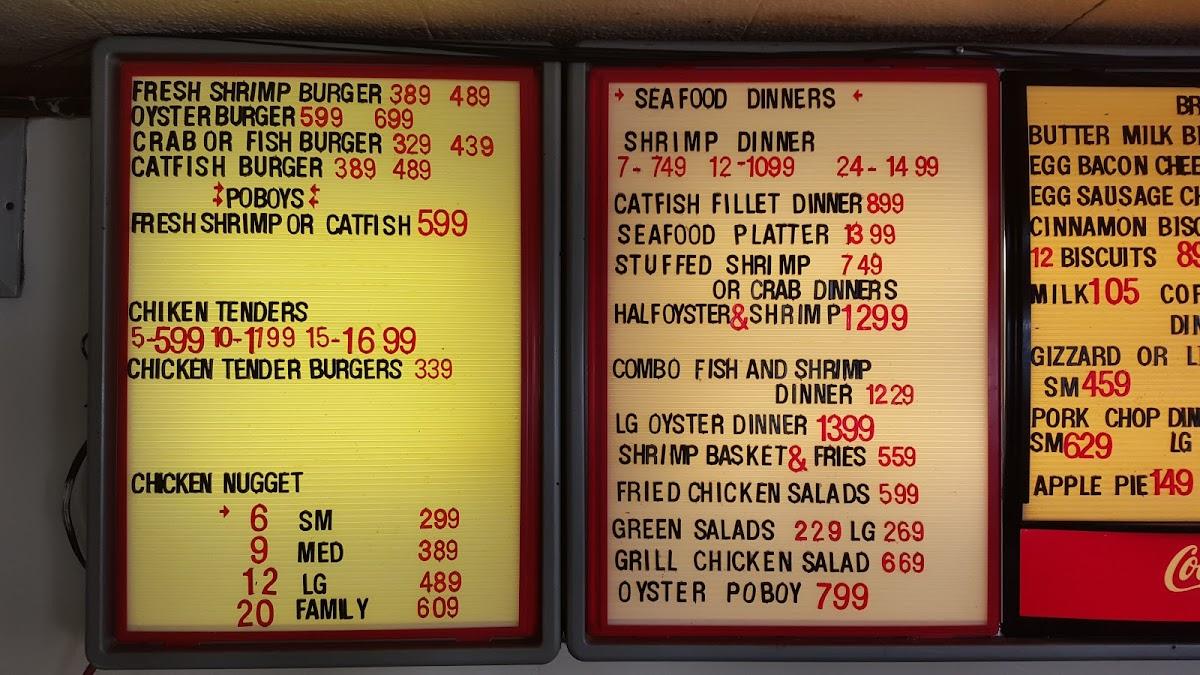 Menu At Sunny's Fried Chicken Restaurant, Church Point