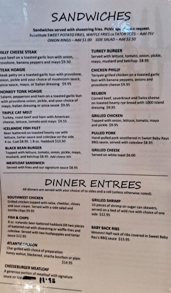 Menu at Triple Cats Bar & Grille, Harrison
