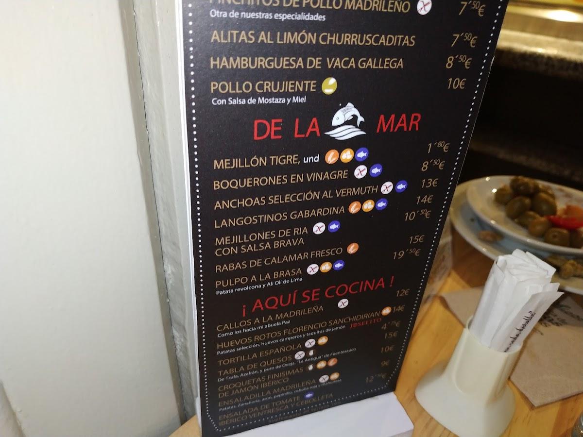 Carta del pub y bar Los Chicos Fábrica del Patatas Bravas, Madrid, C