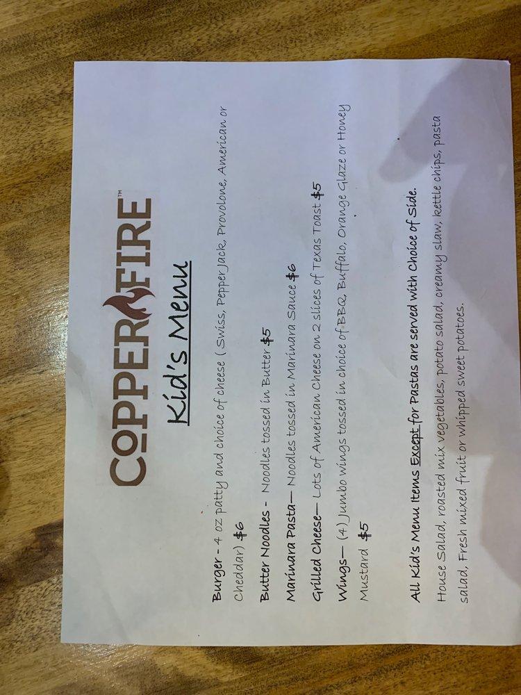 Menu at Copper Fire pub & bar, Belleville