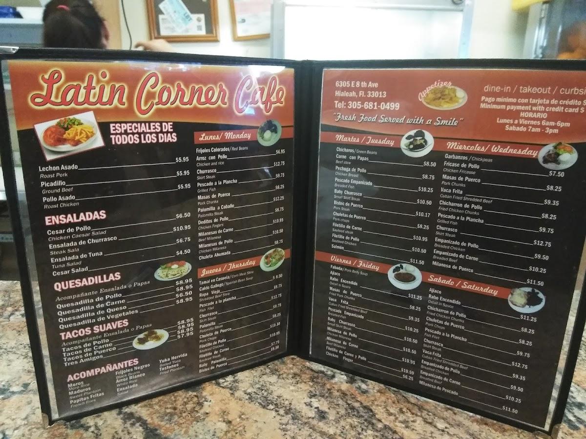 Menu at Latin Corner Cafe, Hialeah, E 8th Ave