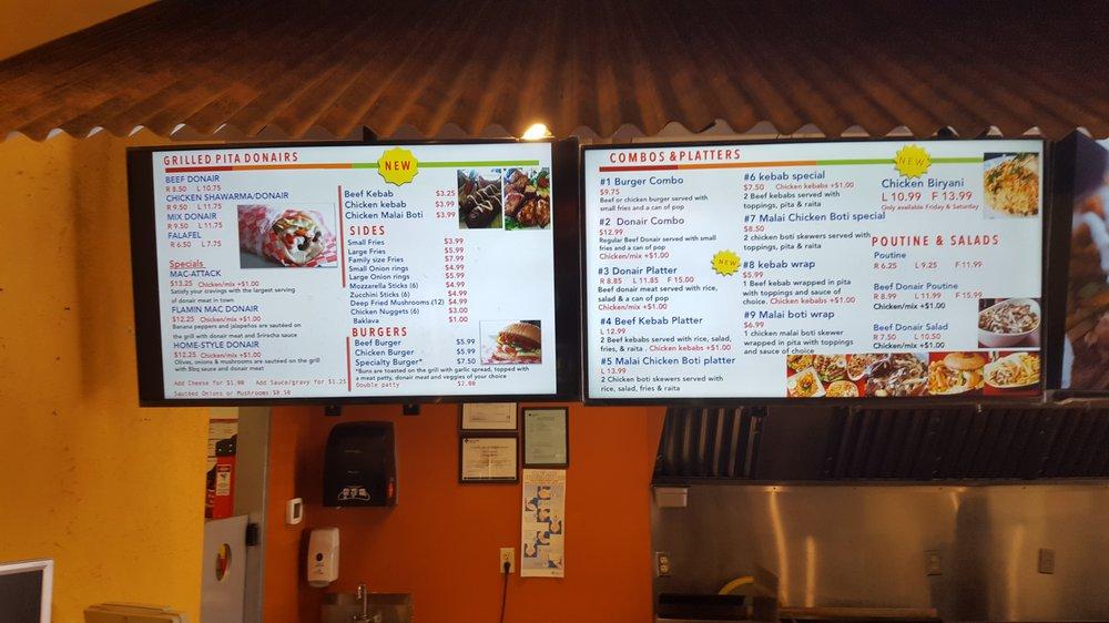 Menu at Spot On Donair & Kebab fast food, Edmonton