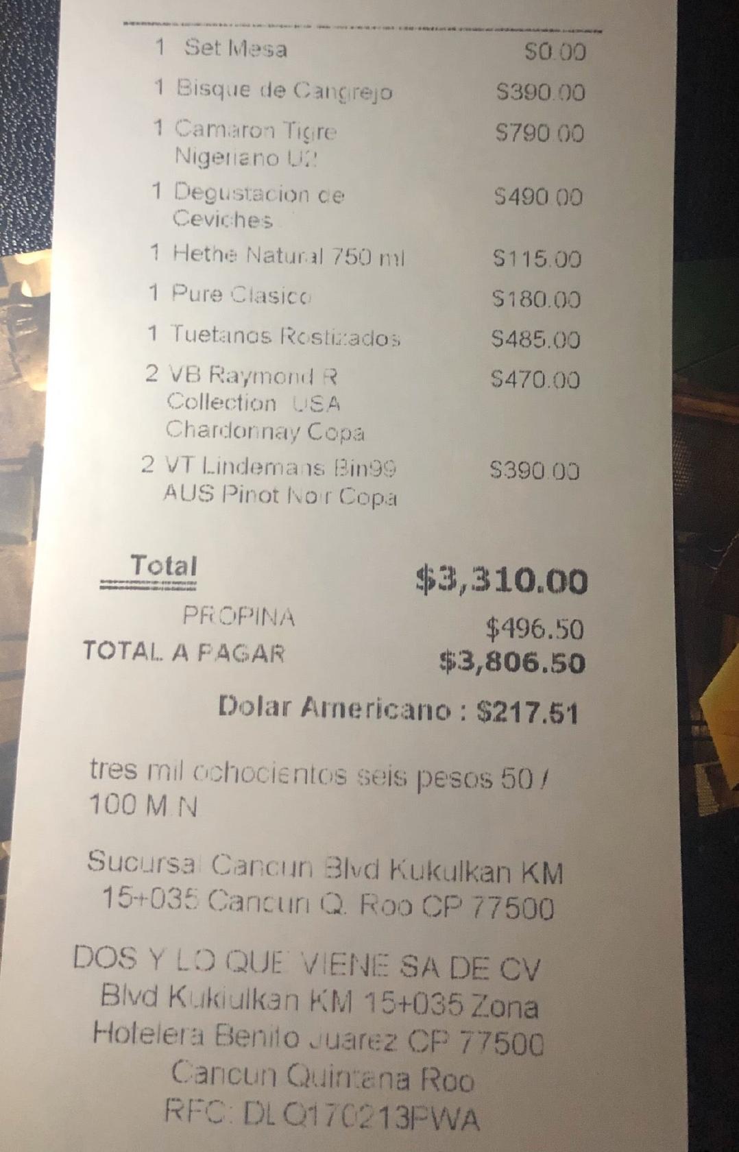 rosa negra cancun prices