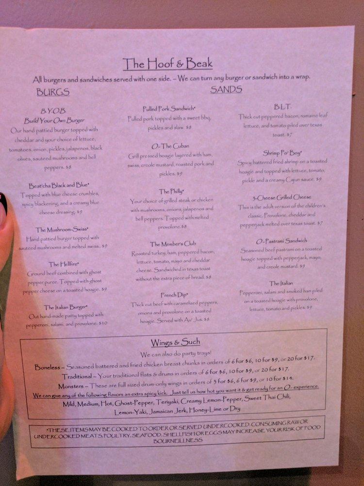 Menu at The Outskirts Sports Bar & Grill, Columbus