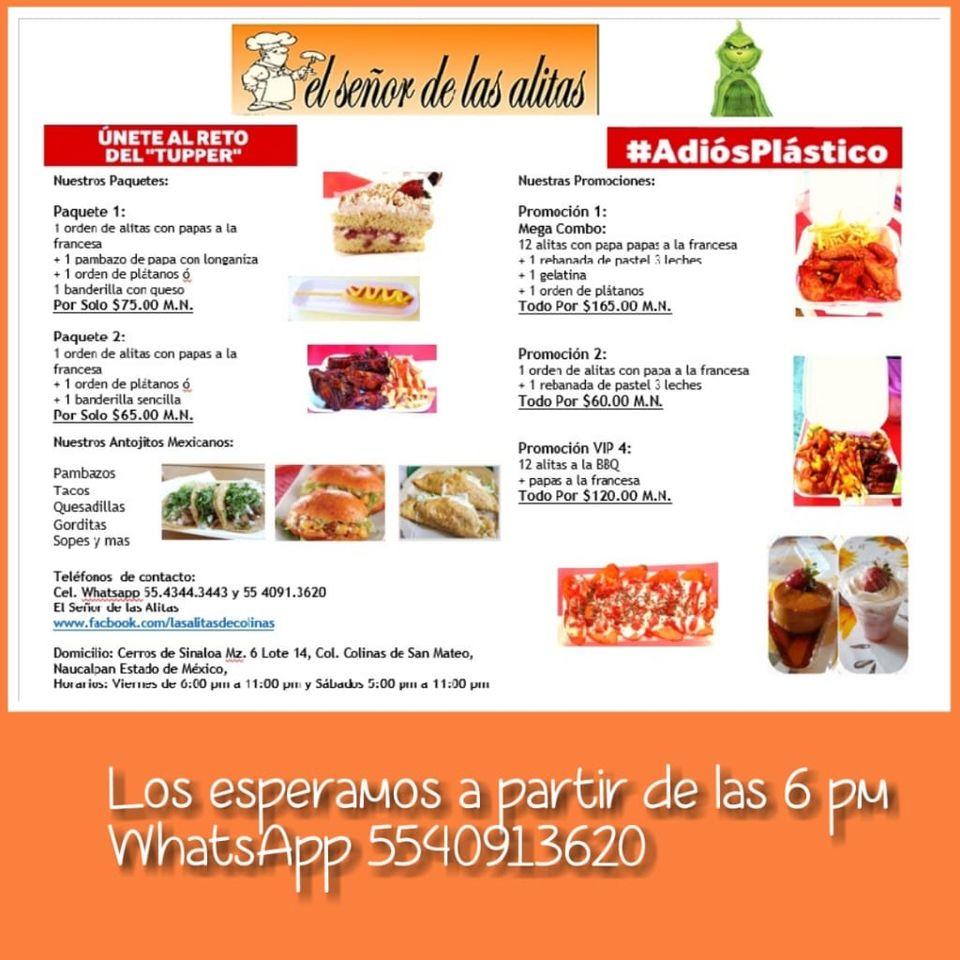 Carta del restaurante El señor del las Alitas, Naucalpan del Juárez