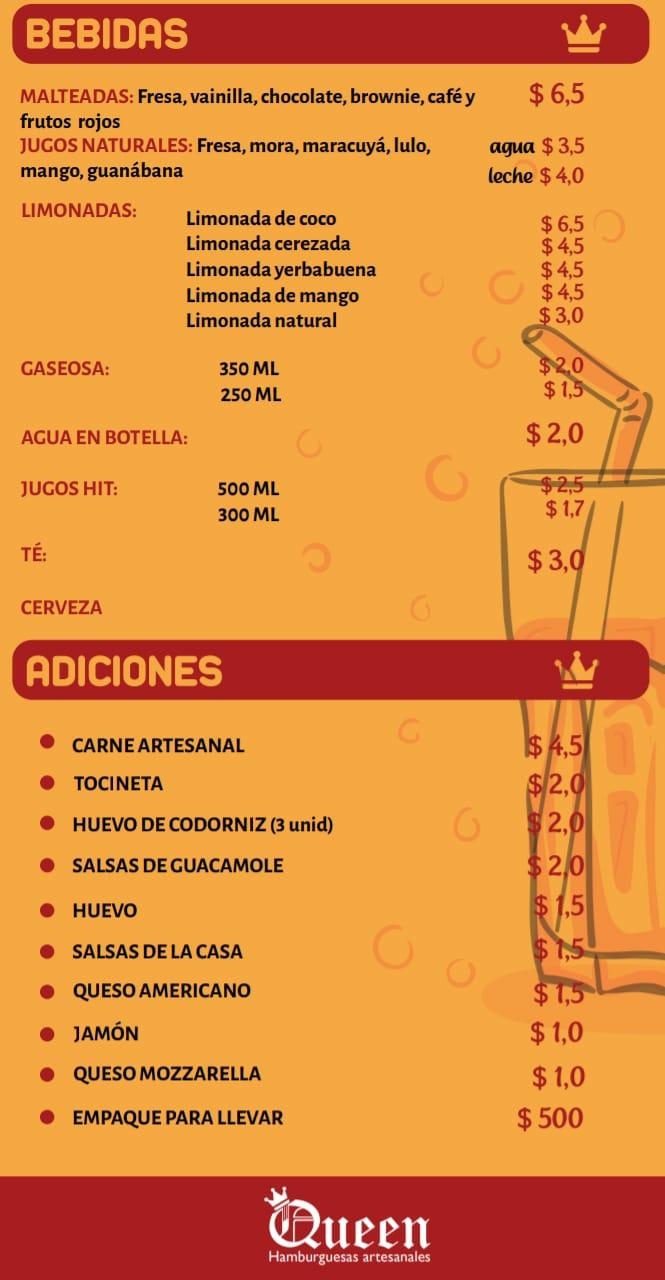 Menu At Queen Hamburguesas Artesanales Restaurant, Bogotá