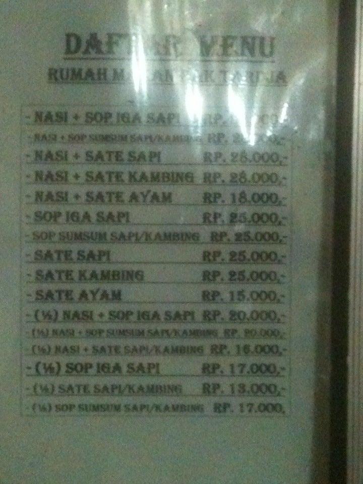 Menu at @Sop Iga, Mayestik restaurant, Jakarta