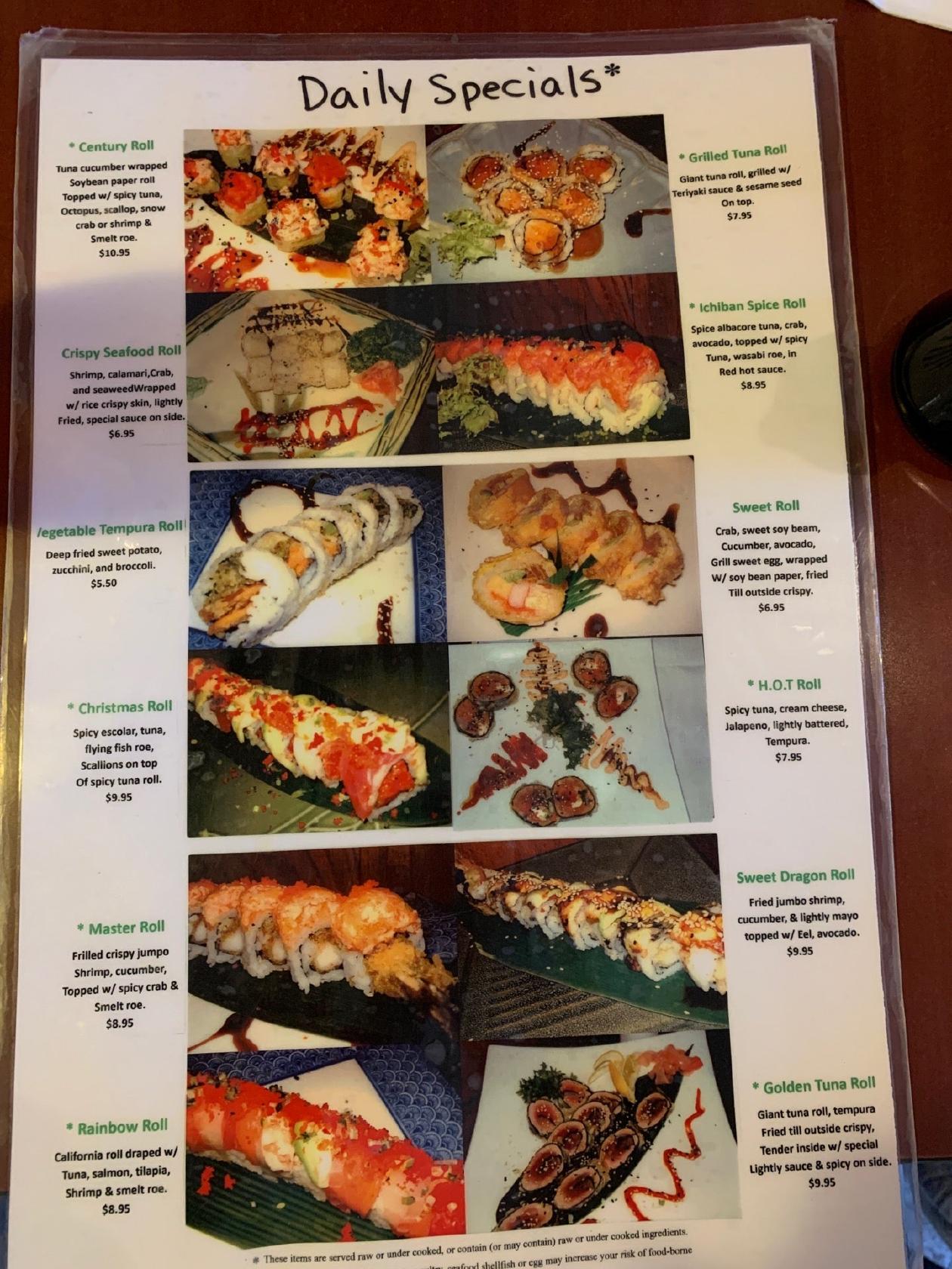 Menu at New Zealand Cafe, Charlotte