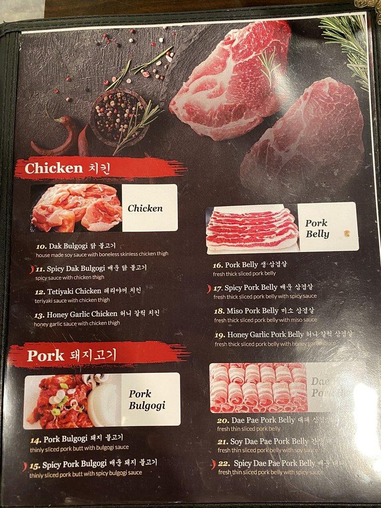 Menu at Surah Korean BBQ, Upper Darby