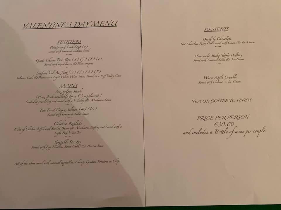 Menu at John Long's Bar & Restaurant, Carlingford