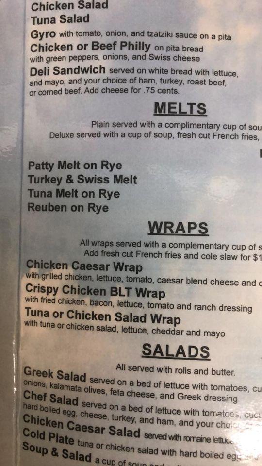 Menu at Vasili's Corner Cafe, Elkhorn