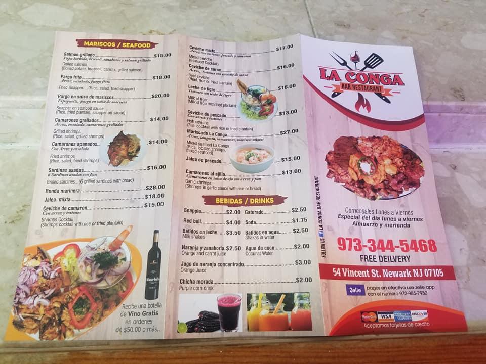 Menu at La Conga Bar Restaurant, Newark