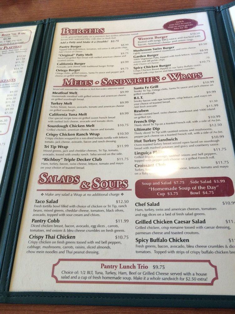 Menu at The Pantry restaurant, Santa Maria, 726 S Broadway