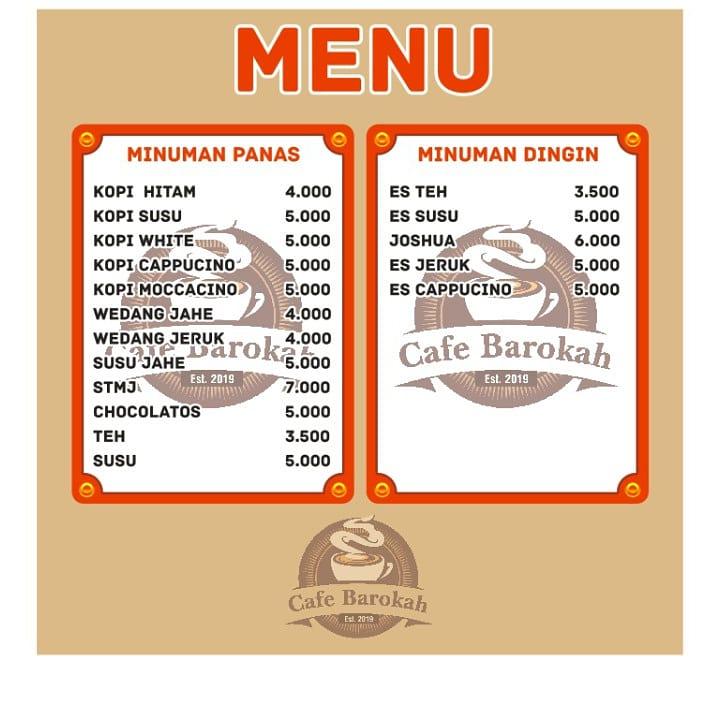 Menu at Cafe Barokah, Labanasem