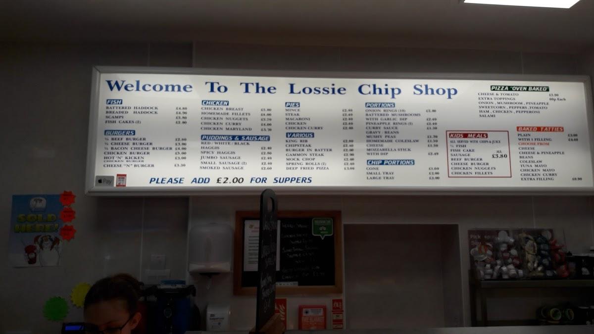 Menu at The Lossie Chip Shop fast food, Lossiemouth