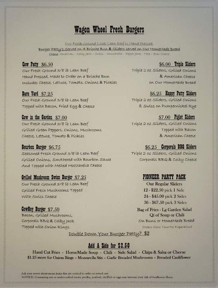 Menu at Wagon Wheel Express llc pub & bar, Croswell