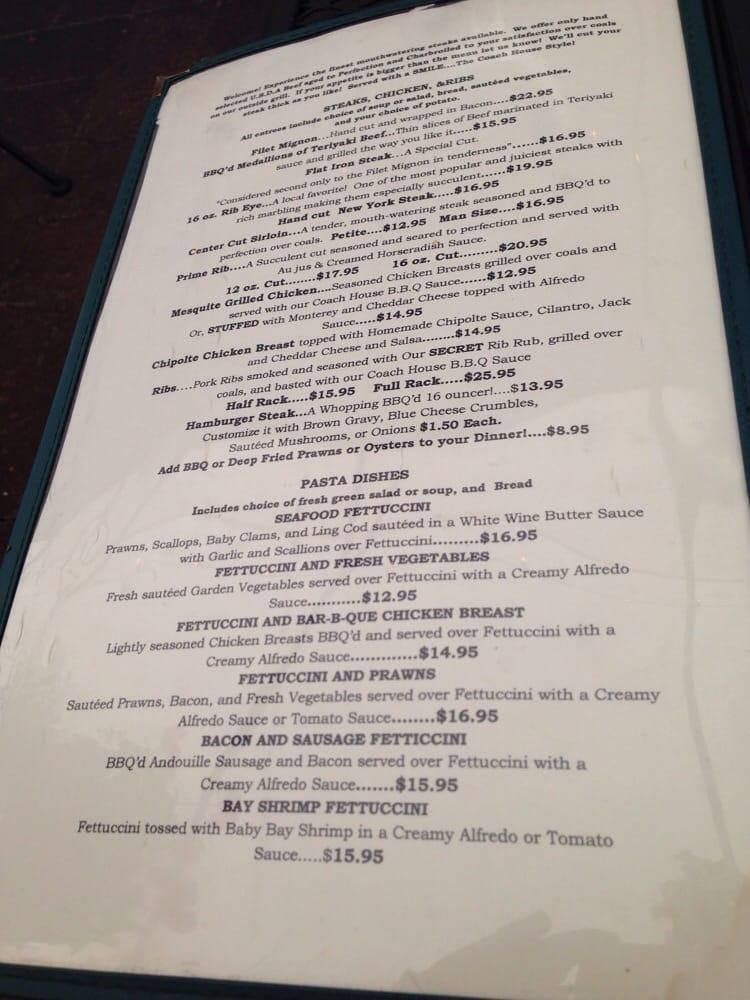 Menu at Coach House BBQ, Coos Bay