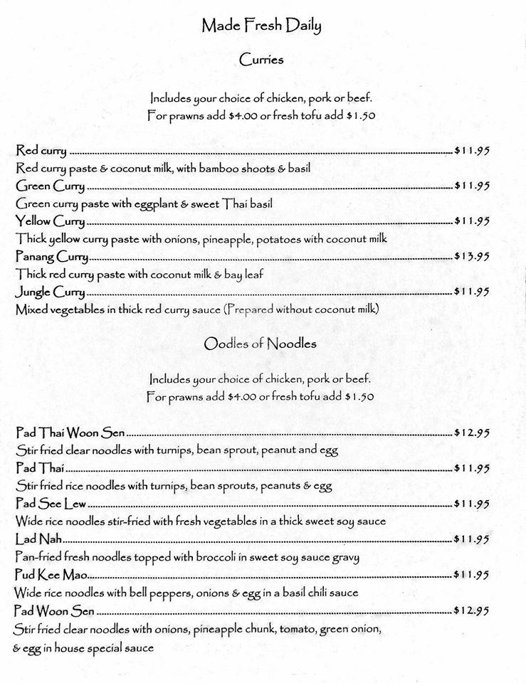Menu at Nattamit Thai Restaurant, Silverdale