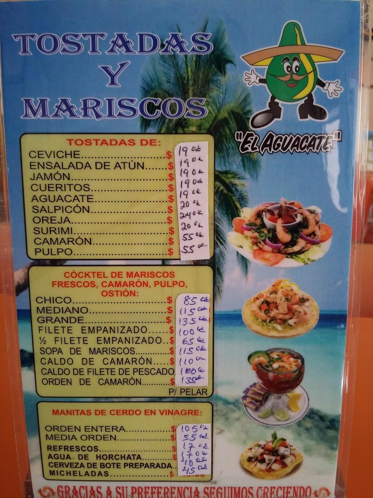 Carta del restaurante El Aguacate Tostadas y Mariscos, Irapuato, De La  Reforma
