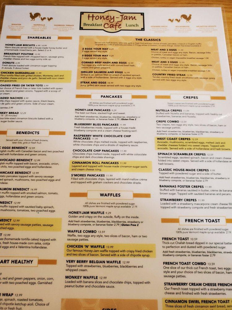 Menu at Honey-Jam Cafe (formerly Butterfield's), Oak Brook