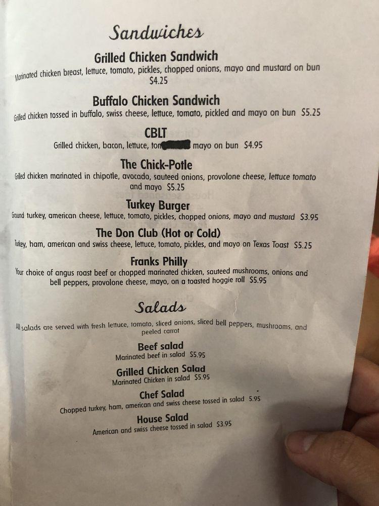 Menu at Don Burger restaurant, Garland