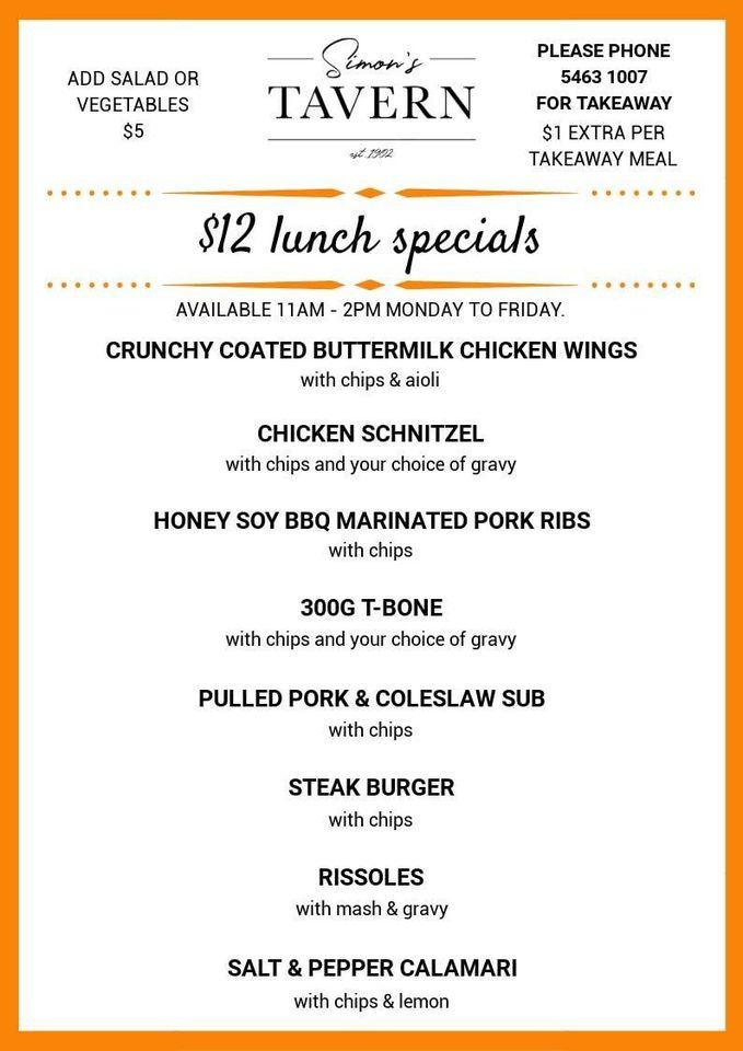 Menu at Boonah Tavern pub & bar, Boonah