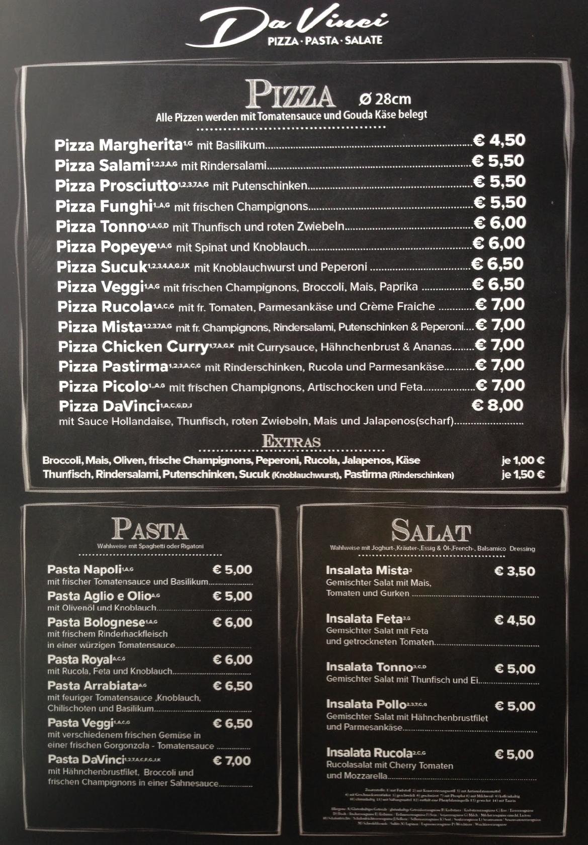 Menu at Da Vinci Pizza Pasta Salate, Berlin