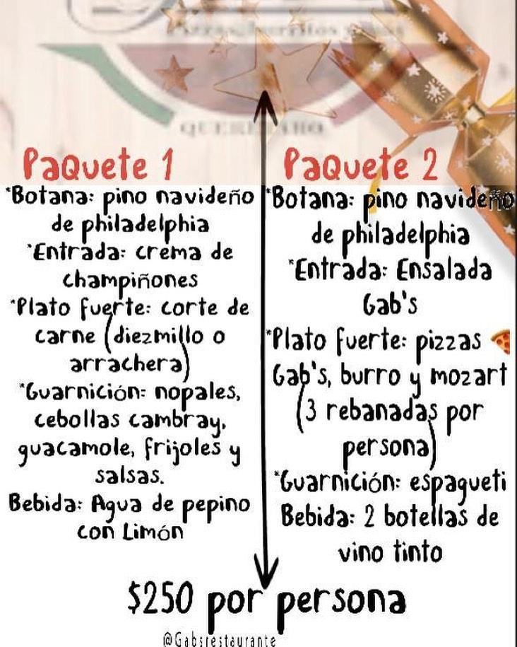 Menu at Gab's Pizzas Burritos y Más pizzeria, Santiago de Querétaro