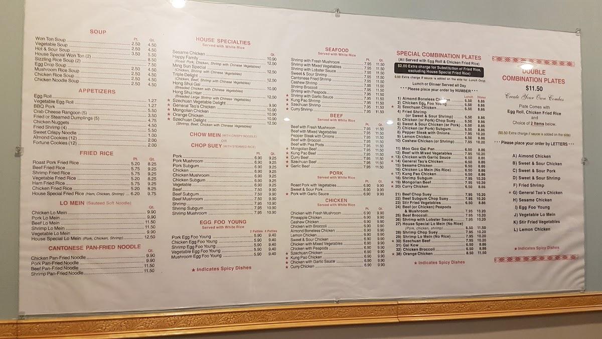 Menu at Ming Sun Restaurant, Melvindale