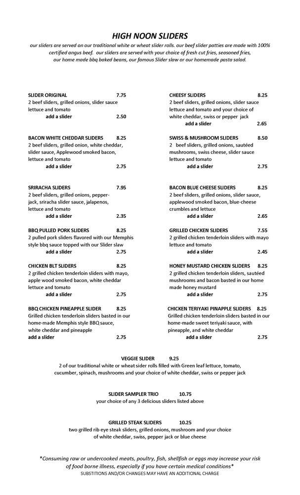 Menu at The Slider Cafe, La Conner