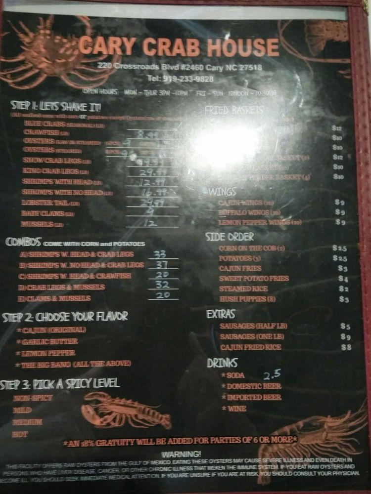Menu at Cary Crab House restaurant, Cary