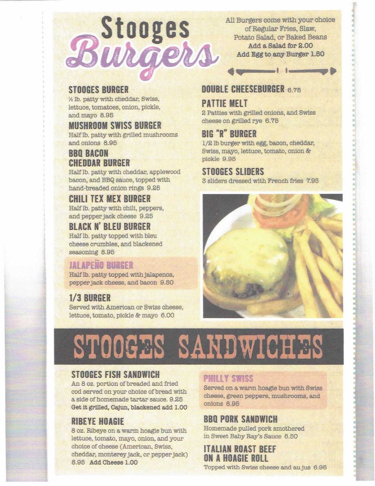 Menu at Stooges Bar & Grill, Louisville