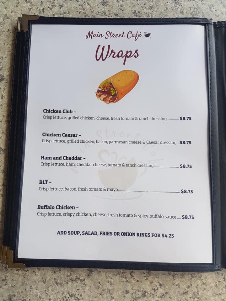 Menu at Main Street Café & Lounge, Foremost